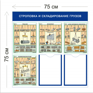 СТН-222 - Cтенд Строповка и складирование грузов 75 х 75 см 2 кармана А4, 4 плаката