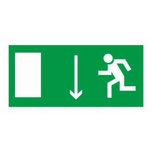 Знак безопасности E-10 «Указатель двери эвакуационного выхода (левосторонний)»