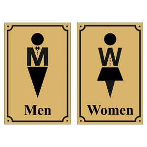 Таблички на туалет матовое золото